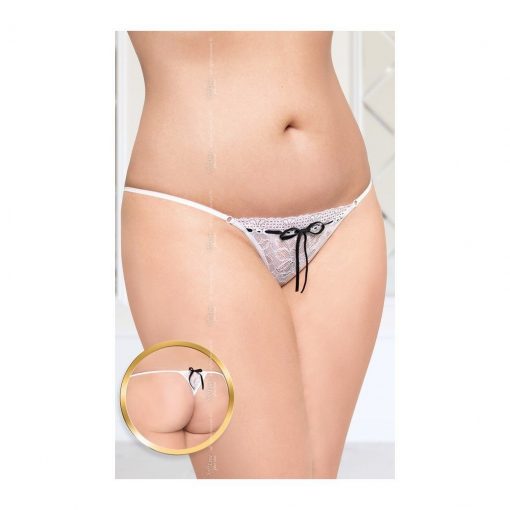 Bikini tanga Black Ribbon XL-XXXL albi – Lenjerie Sexy XXL –