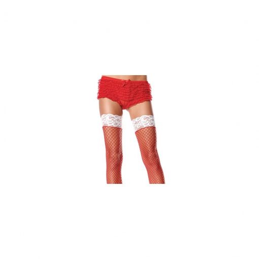 Ciorapi Fishnet Lace Top – rosii – Ciorapi Scurti –