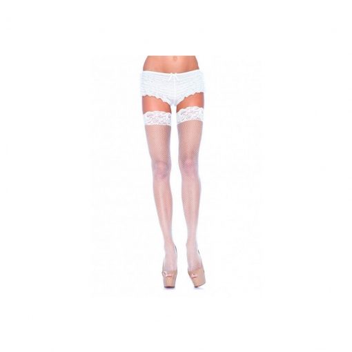 Ciorapi Fishnet with Lace Albi – Ciorapi Scurti –
