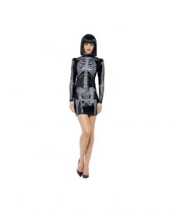 Costum sexy Black Skeleton M - Costume Sexy Halloween -