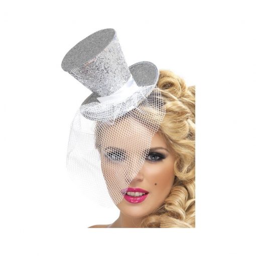 Mini Palarie Fever argintie – Accesorii Costume –
