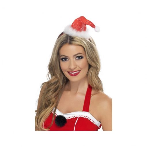 Mini Palarie Miss Santa Pom Pom – Accesorii Costume –